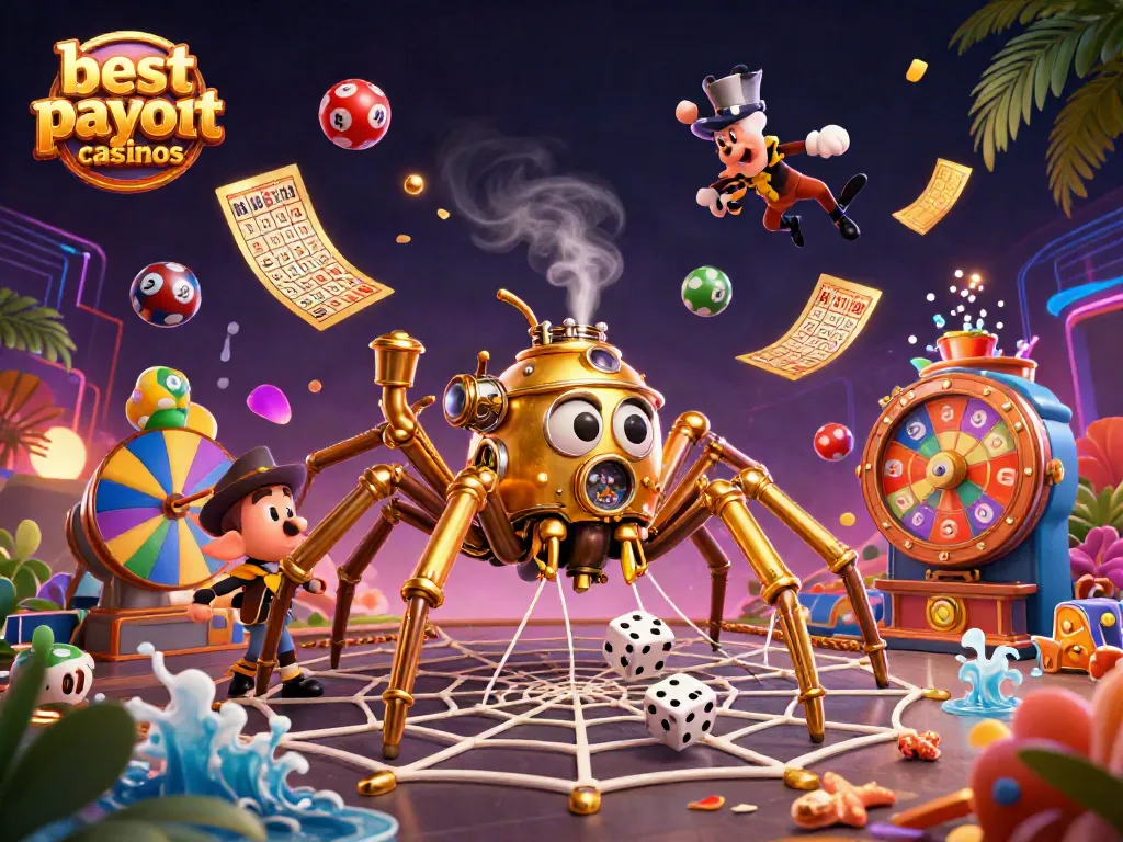Experience the best payout casinos with golden spider, fly gentleman, and dynamic lottery elements.