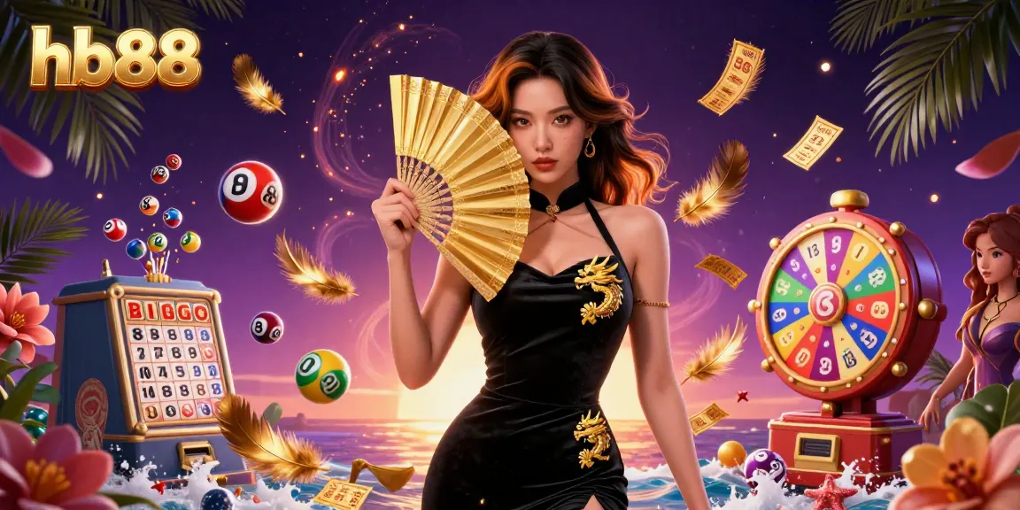 Experience the excitement of hb88 with a stunning casino-themed illustration featuring dynamic lottery elements.