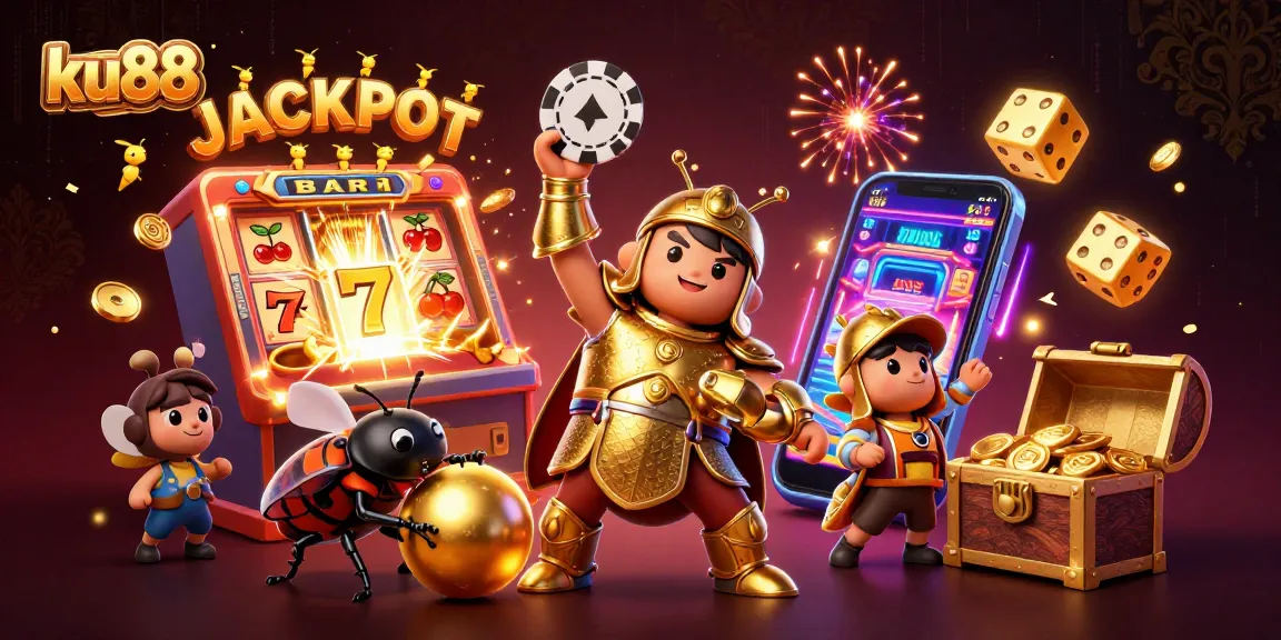 Spin and win big with ku88, a vibrant 3D casino scene showcasing lively characters and exciting game elements.