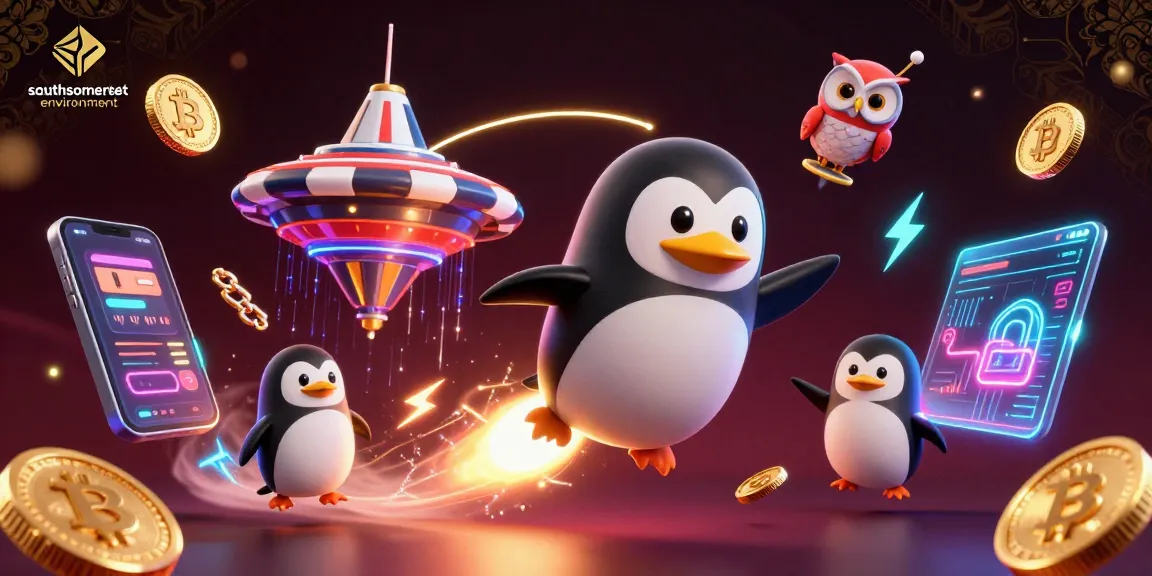Interact with the southsomersetenvironment gold penguin as it ventures to a poker chip casino in a dazzling cosmic display.