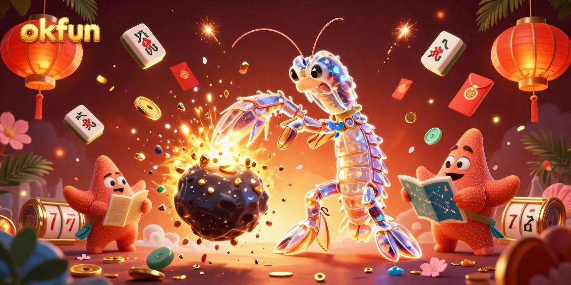 Experience thrilling gameplay at okfun while winning massive jackpots amidst floating mahjong tiles and vibrant casino elements.