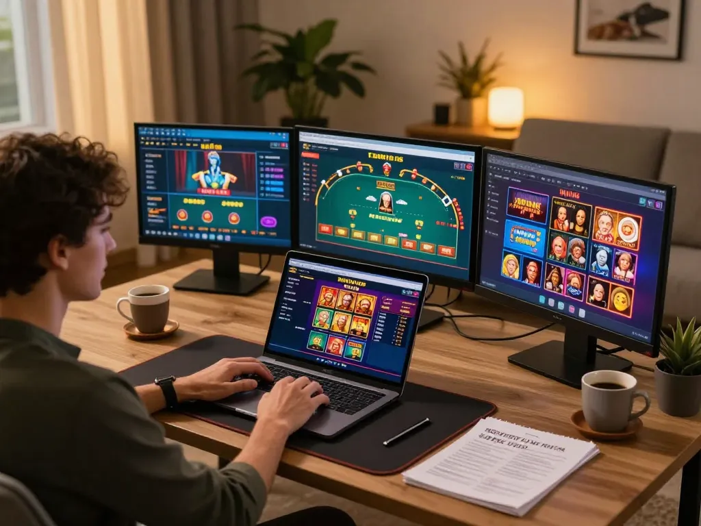 Player enjoying Nhà cái 789win online poker, with strategy notes and gaming interface visible.