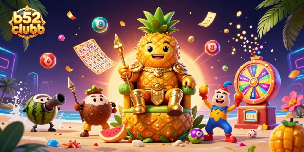 Join the b52clubb action in this vibrant casino scene featuring dynamic game elements and playful characters.