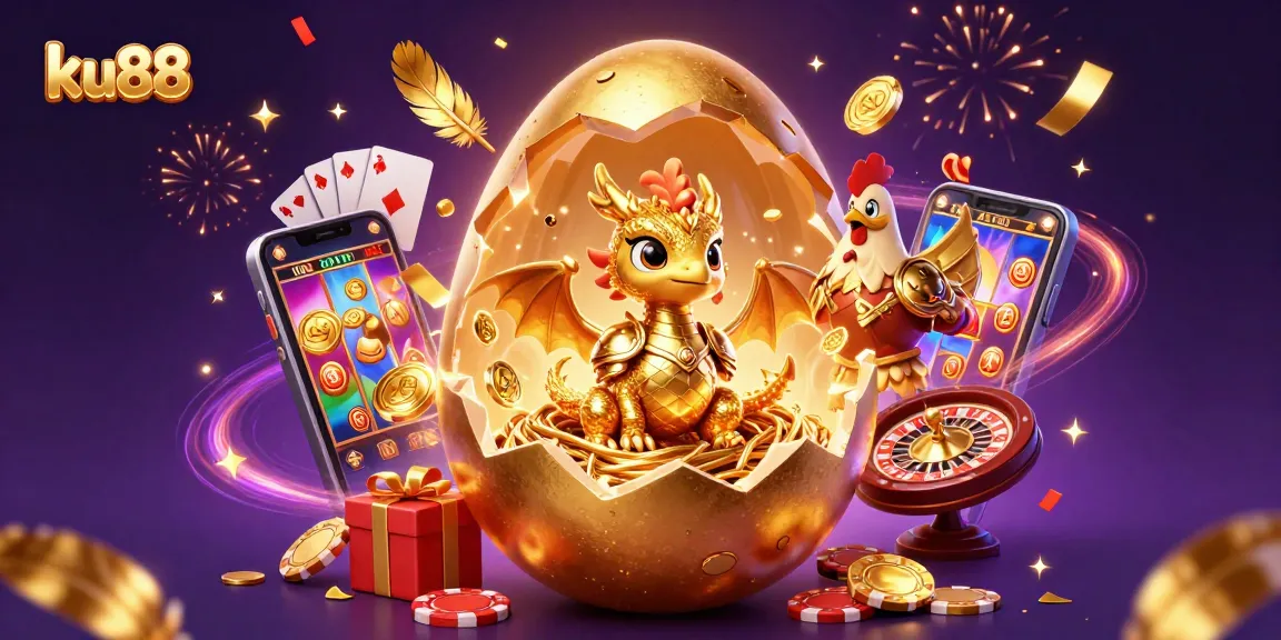 ku88 reveals golden dragon among sparkling casino excitement and winning potential.
