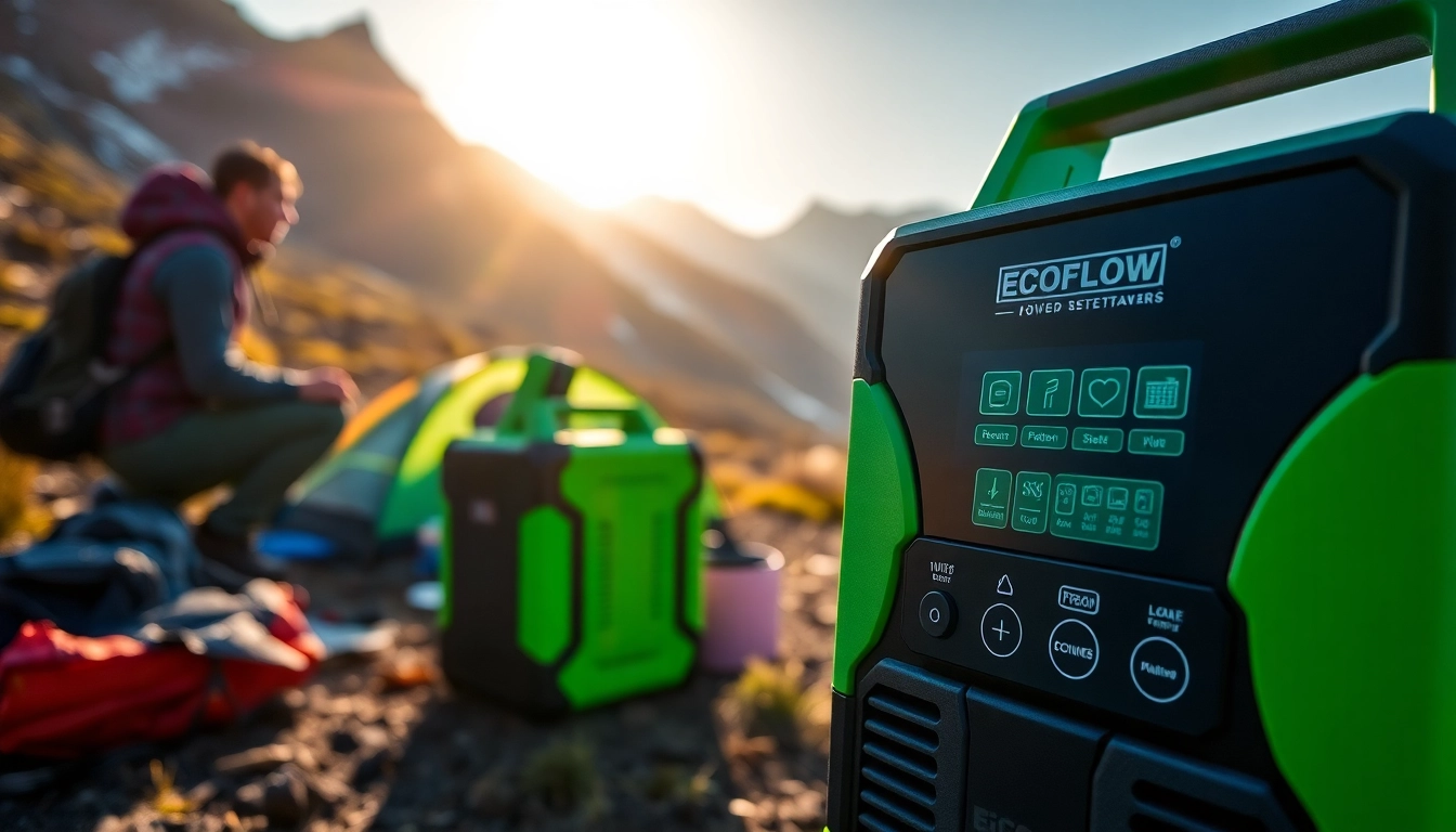 Enhance your outdoor adventures with the EcoFlow power station in a vibrant camping setting.