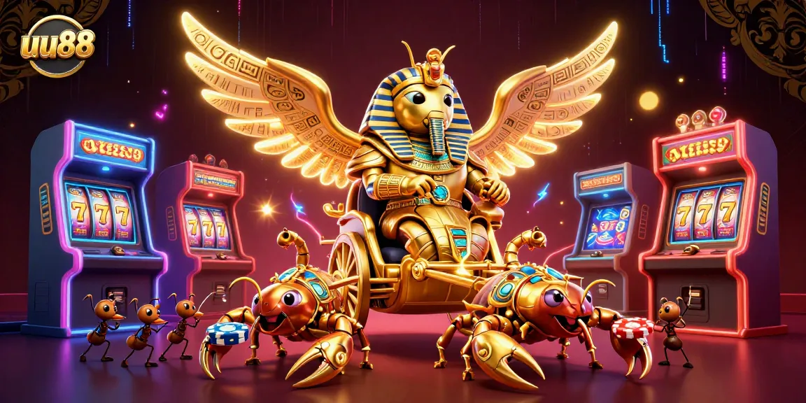 Engage in exciting games at uu88 with vibrant characters and colorful casino elements in a rich, detailed illustration.