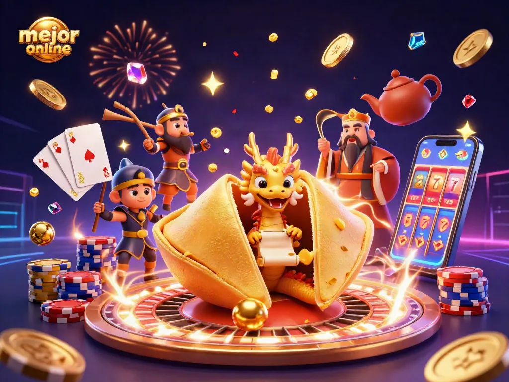 Explora el mejor casino online con una ilustración vibrante de emoción y premios en juego.