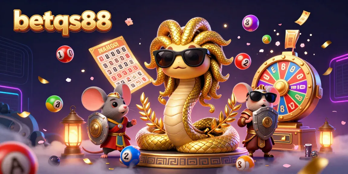 Engage in thrilling lotto action at betqs88 with colorful lottery balls and exciting game elements surrounding