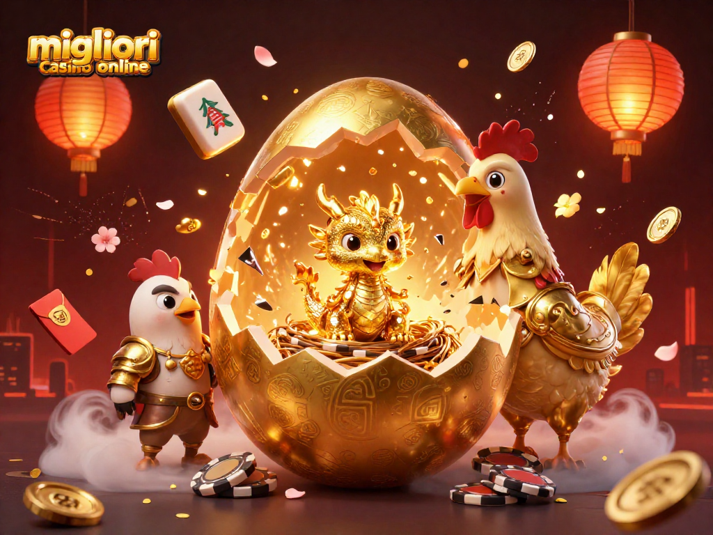 Migliori casino online: immagine illustrativa con un drago d'oro e fiches da poker che celebra le vincite.