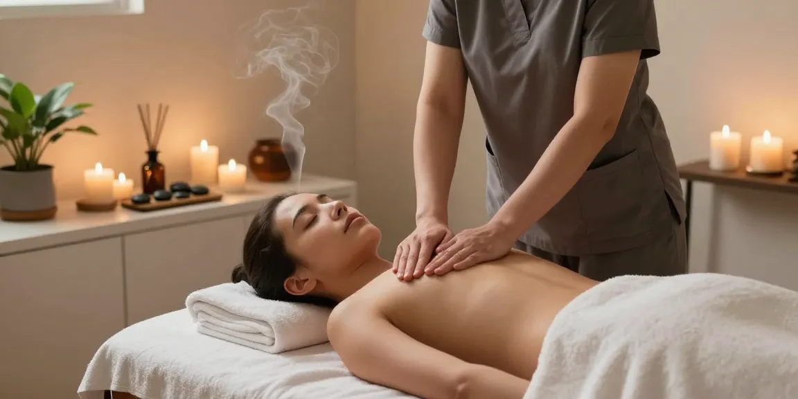 Experience 서대문출장안마 in a serene spa, with a therapist providing a relaxing massage in a tranquil setting.