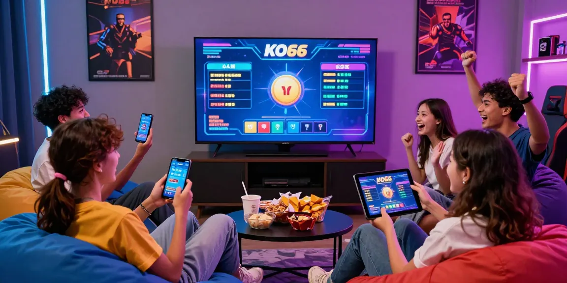 Group of friends engaging in KO66 online game, showcasing excitement and camaraderie.