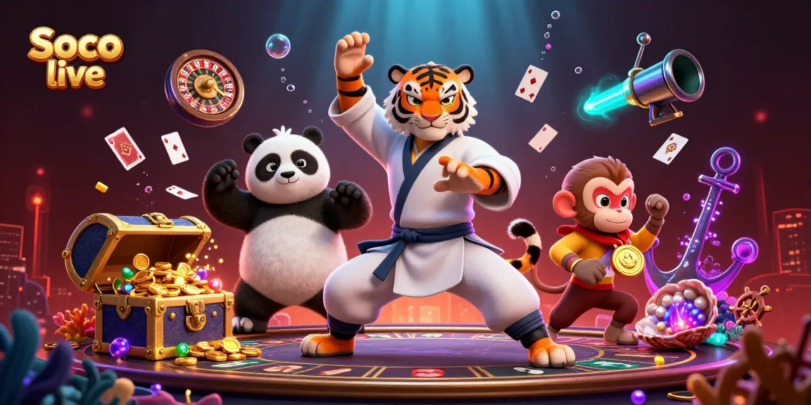 Win big with Soco live's animated scene featuring dynamic gambling elements.