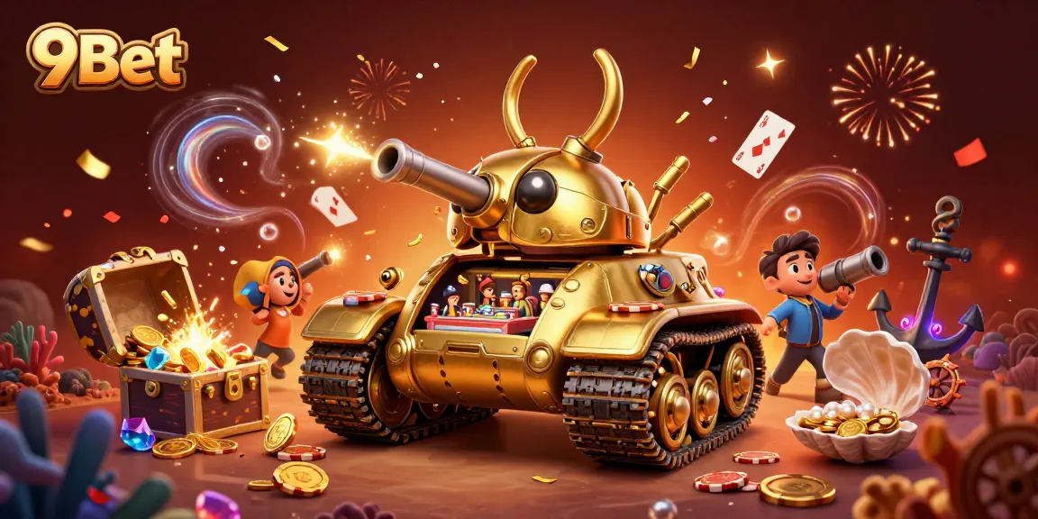 Winning at 9Bet showcases an elaborate 3D casino beetle tank amidst vibrant casino elements.