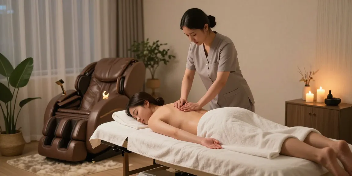 Enjoying a relaxing 금천구출장안마 session with a professional therapist in a serene home setting.