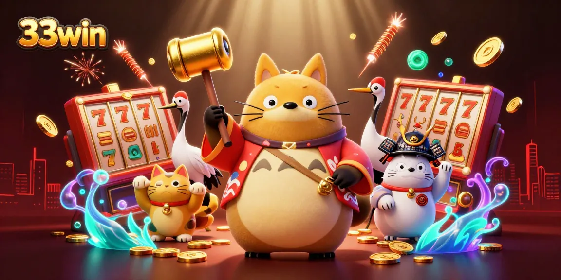 Engage with exciting slots and games at 33win, featuring vibrant characters and dynamic casino elements.