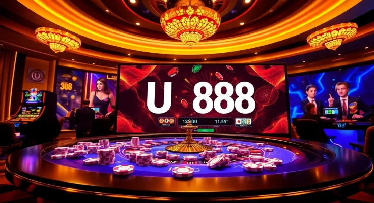 Experience the excitement of U 888 with a vibrant online casino showcasing games and betting interfaces.