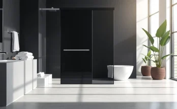 Install a black shower sliding door in a modern bathroom to elevate its style and functionality.
