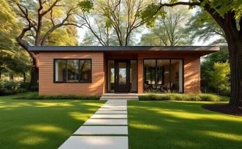 Showcasing a Canton Attached ADU in a tranquil garden setting with modern design features.