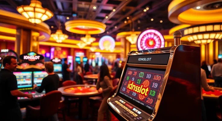 Players enjoying the excitement of idnslot games at a luxurious casino.